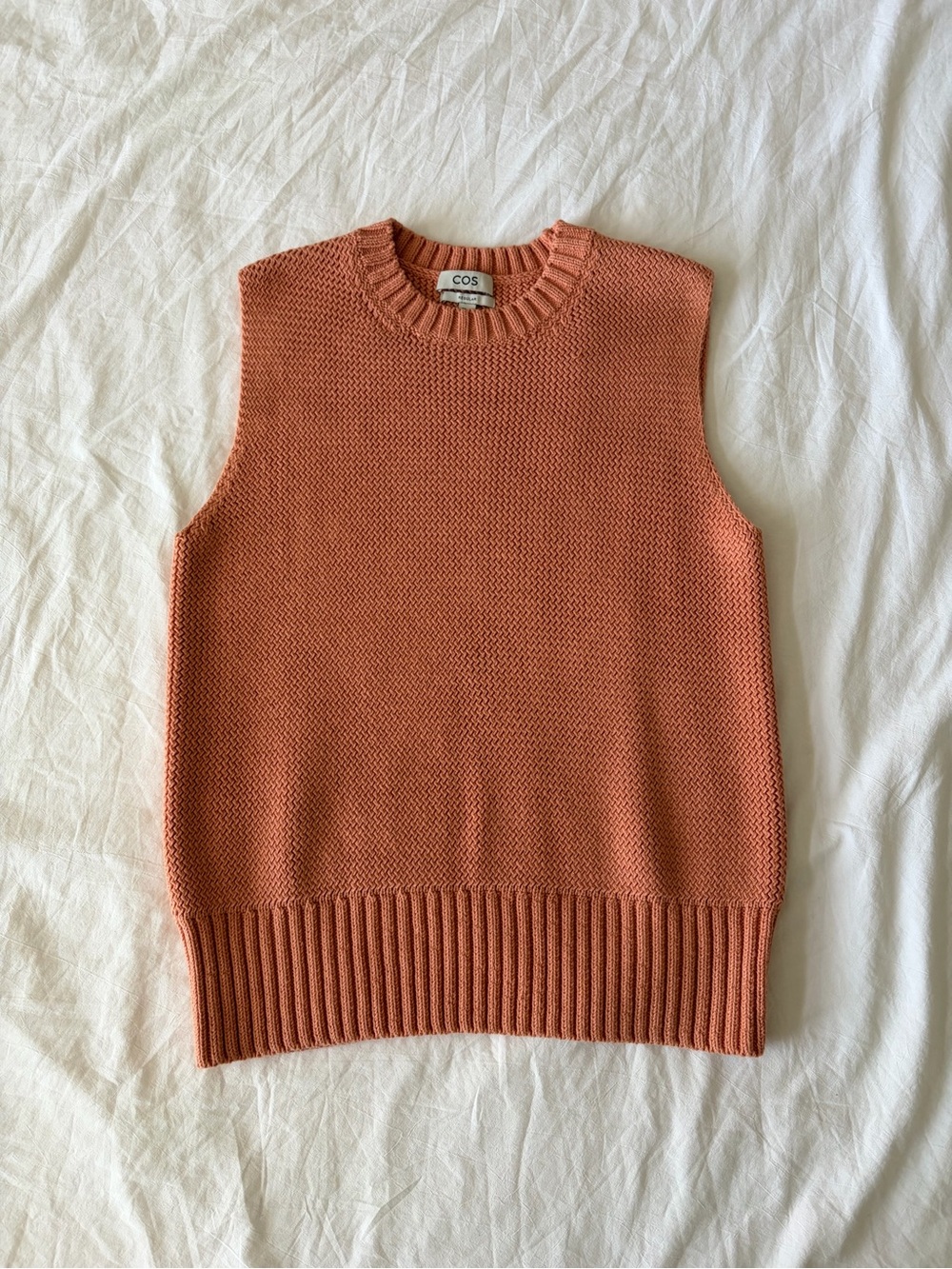 COS Chunky Knit Crewneck Sweater in Terracotta Peach - Picture 1 of 6